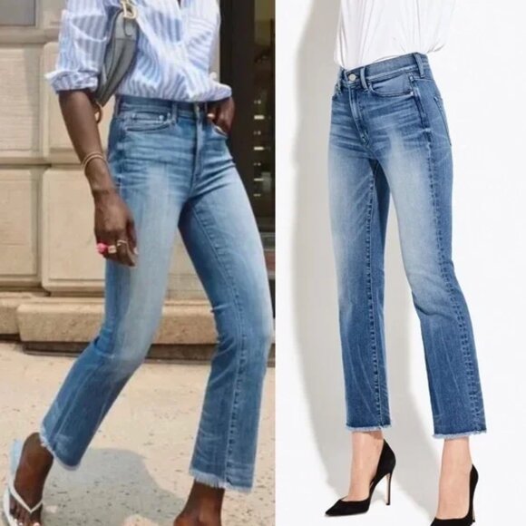 AYR The Pop Blue Straight Leg Jeans Frayed Hem Size 31 - Picture 1 of 9
